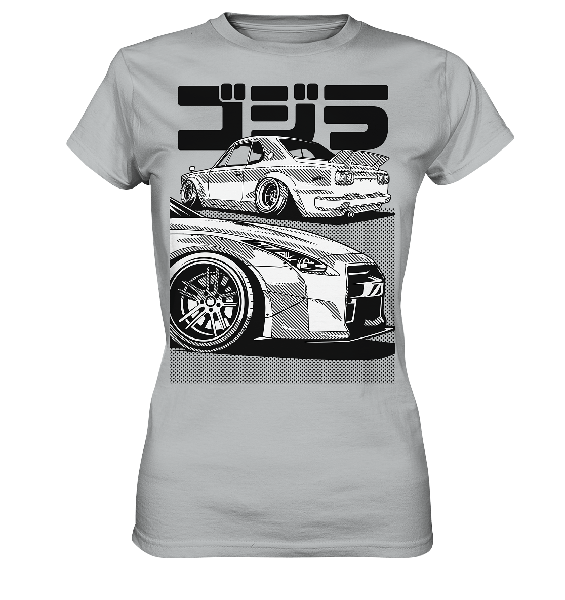 R35 GT-R vs. KPGC10 Skyline - Ladies Premium Shirt - MotoMerch.de