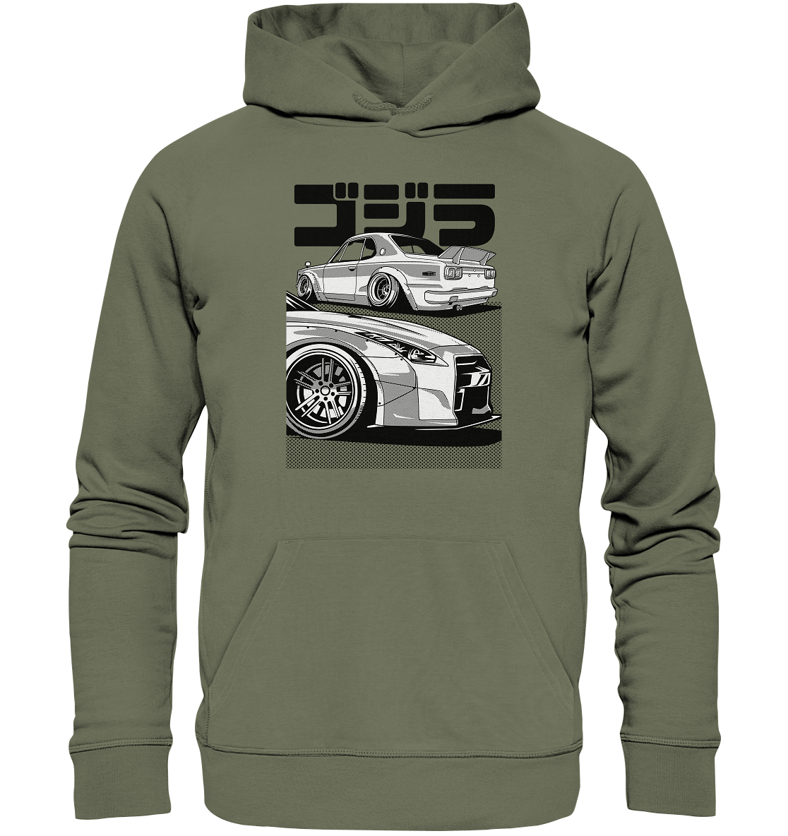 R35 GT-R vs. KPGC10 Skyline - Premium Unisex Hoodie - MotoMerch.de