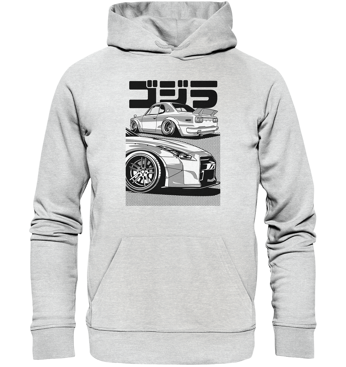 R35 GT-R vs. KPGC10 Skyline - Premium Unisex Hoodie - MotoMerch.de