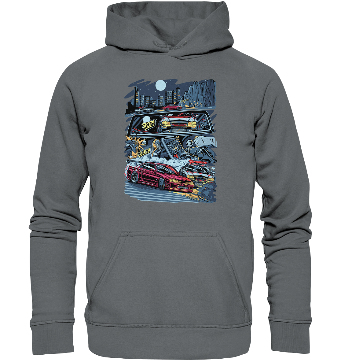 S15 vs R34 Touge Clash - Basic Unisex Hoodie - MotoMerch.de