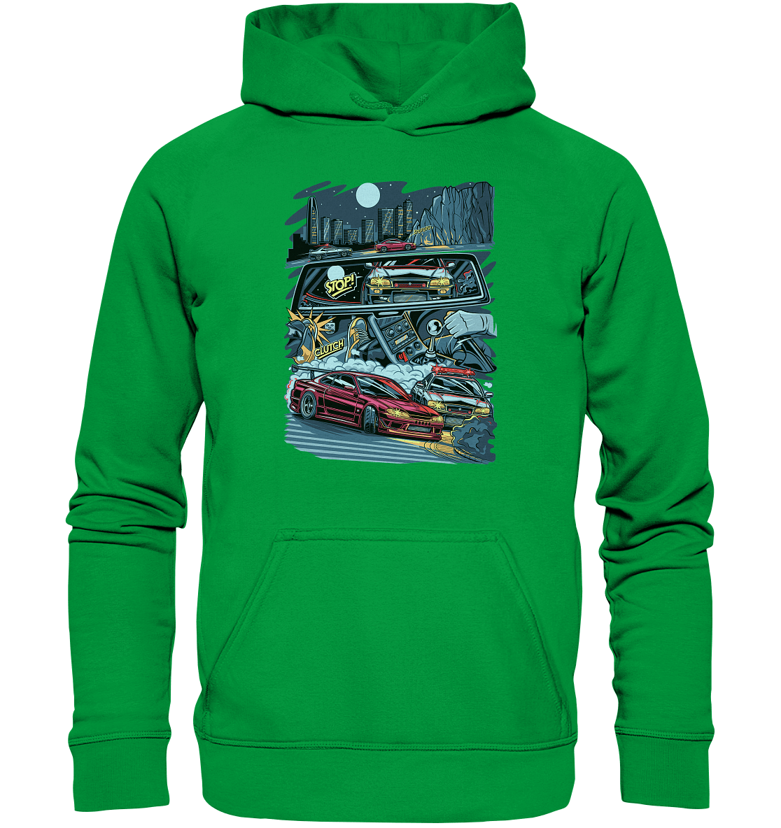 S15 vs R34 Touge Clash - Basic Unisex Hoodie - MotoMerch.de