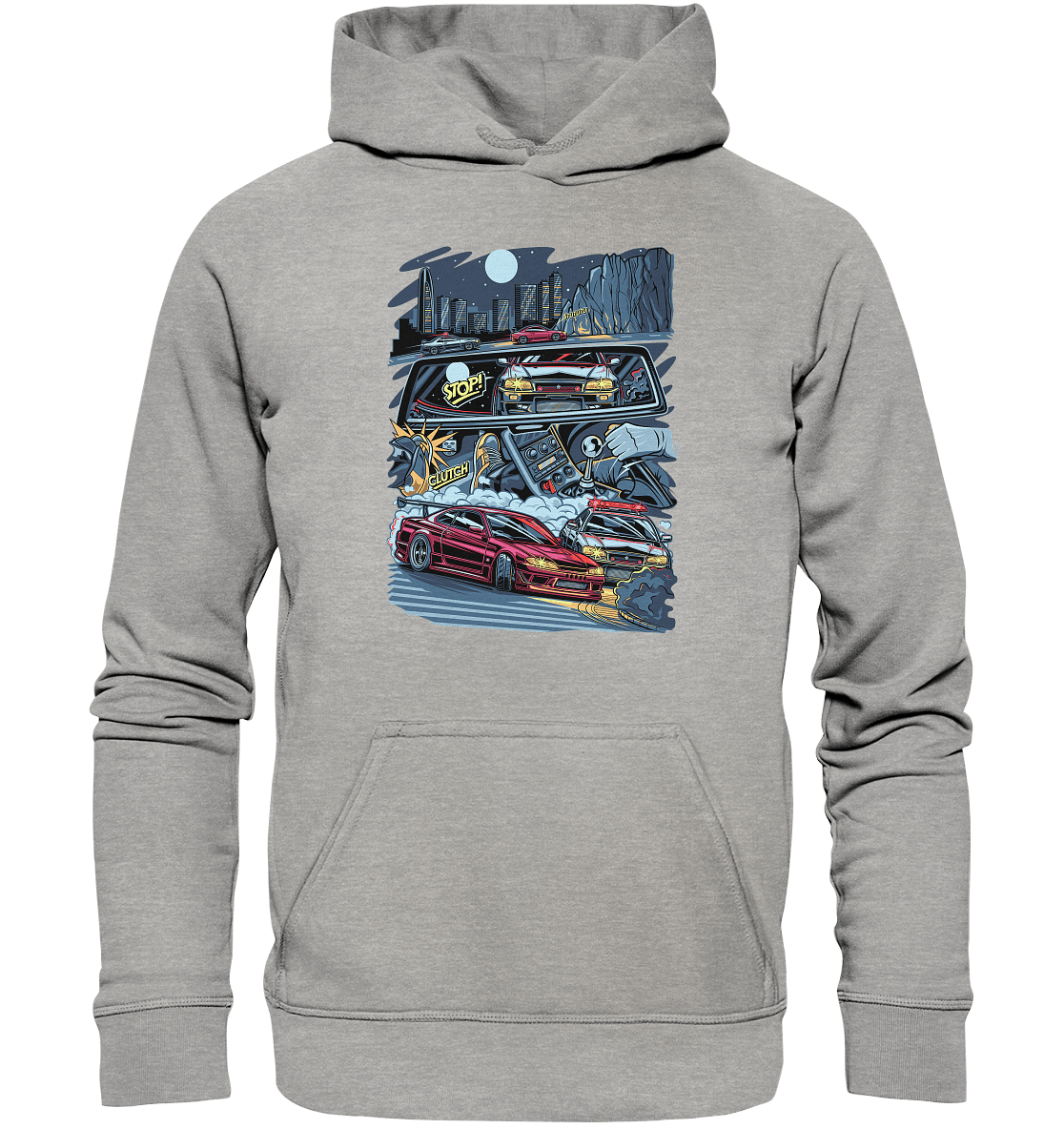 S15 vs R34 Touge Clash - Basic Unisex Hoodie - MotoMerch.de