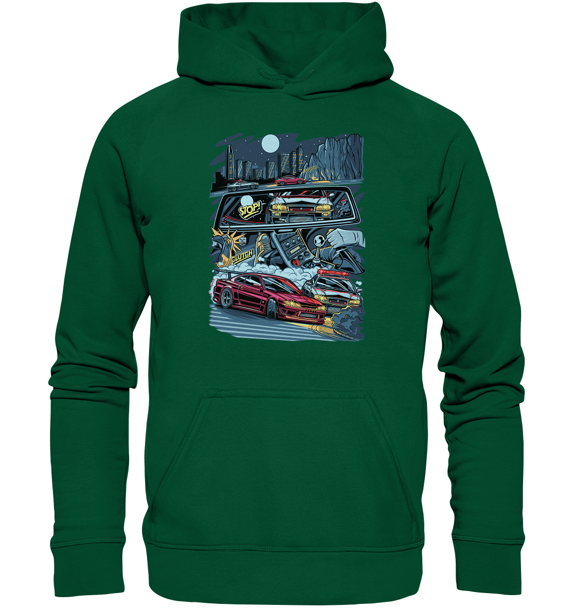 S15 vs R34 Touge Clash - Basic Unisex Hoodie - MotoMerch.de
