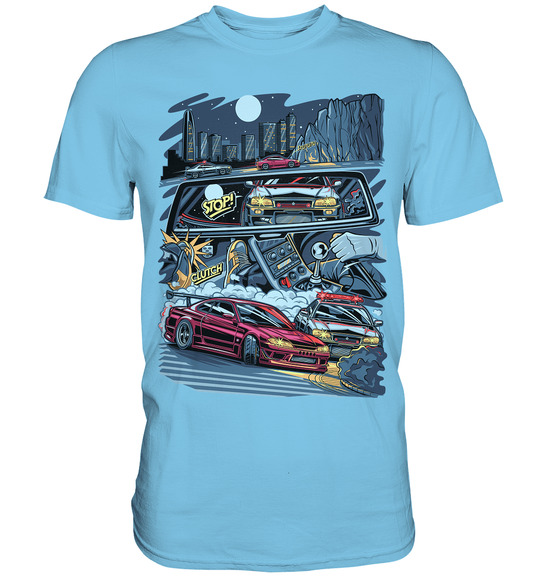 S15 vs R34 Touge Clash - Premium Shirt - MotoMerch.de