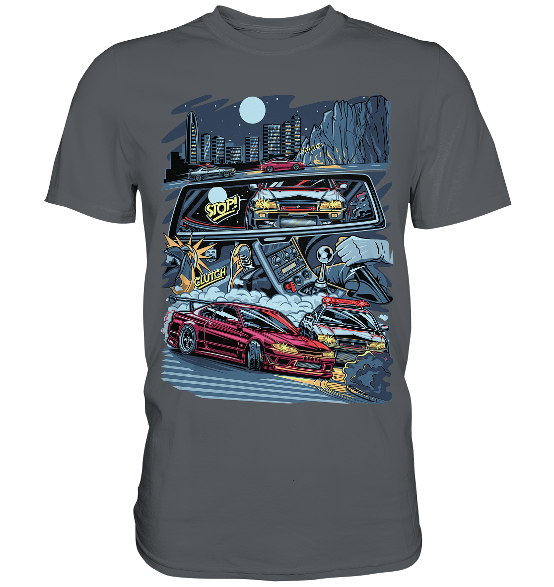 S15 vs R34 Touge Clash - Premium Shirt - MotoMerch.de