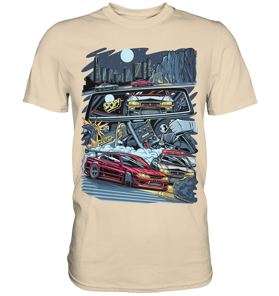 S15 vs R34 Touge Clash - Premium Shirt - MotoMerch.de