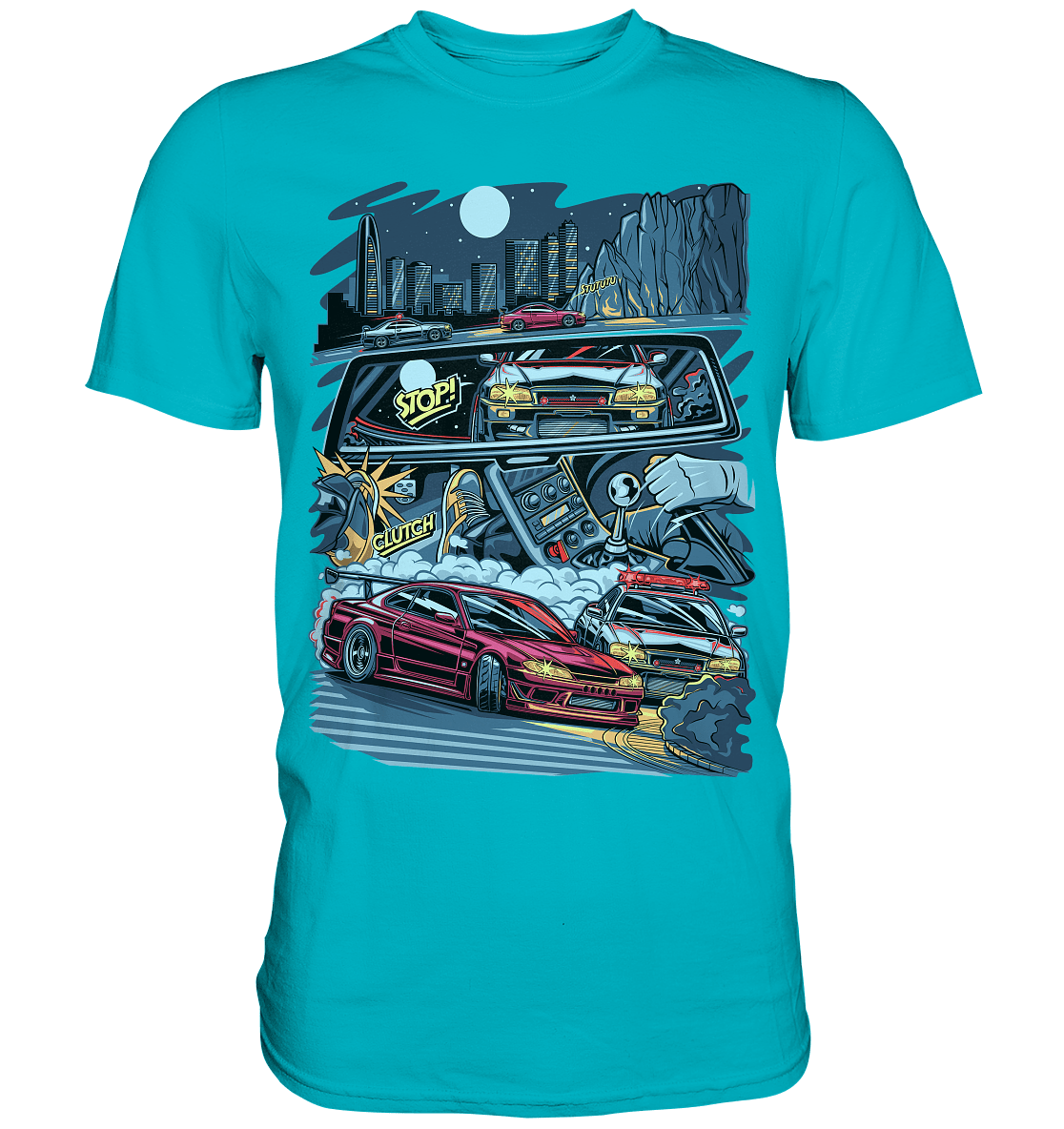 S15 vs R34 Touge Clash - Premium Shirt - MotoMerch.de
