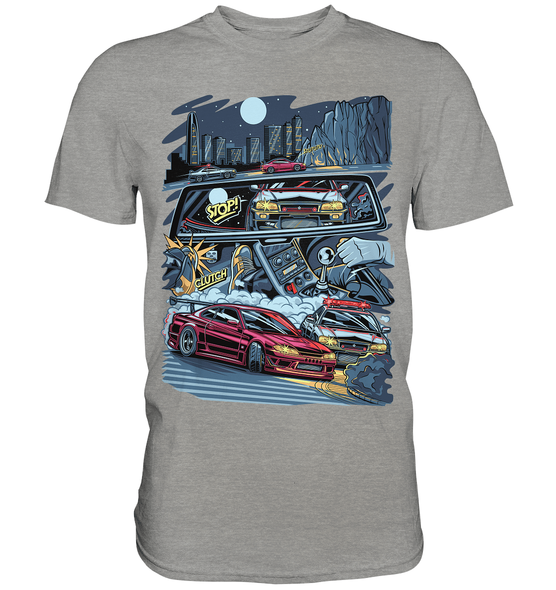 S15 vs R34 Touge Clash - Premium Shirt - MotoMerch.de