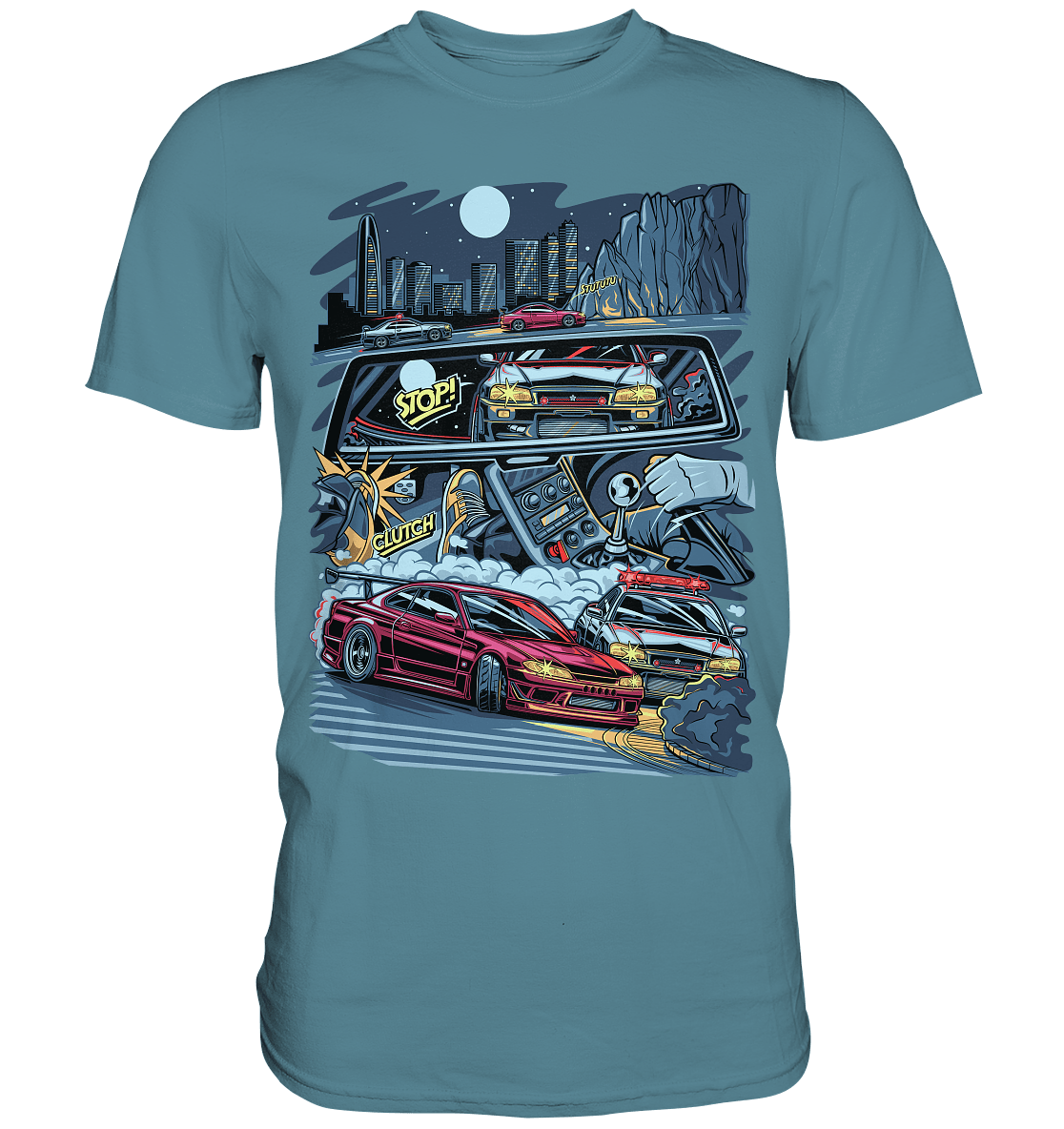 S15 vs R34 Touge Clash - Premium Shirt - MotoMerch.de