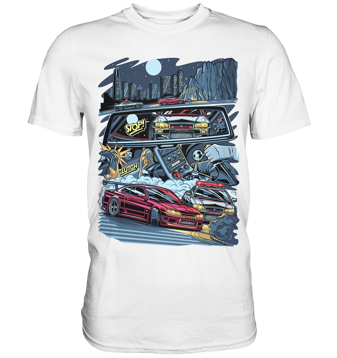 S15 vs R34 Touge Clash - Premium Shirt - MotoMerch.de
