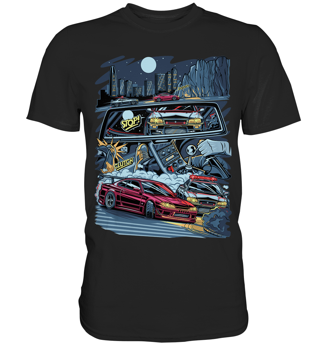 S15 vs R34 Touge Clash - Premium Shirt - MotoMerch.de