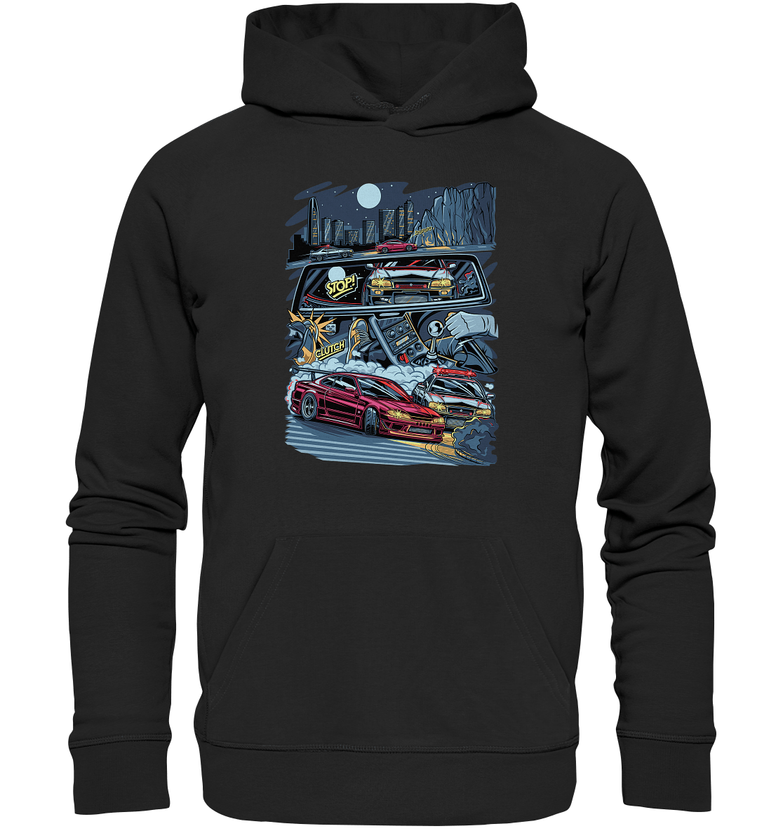 S15 vs R34 Touge Clash - Premium Unisex Hoodie - MotoMerch.de