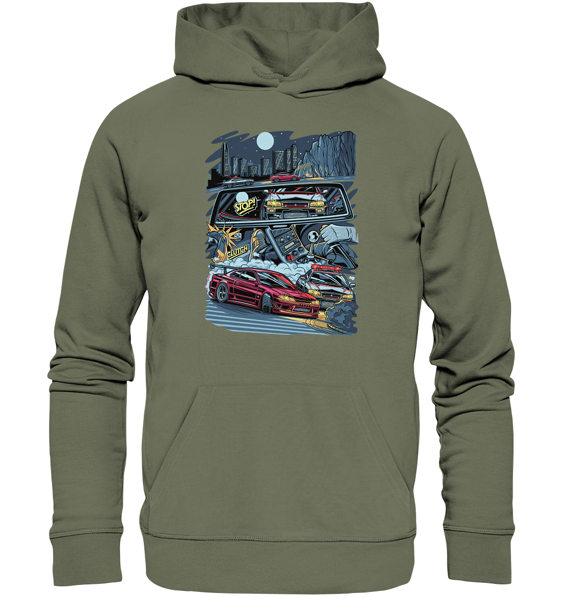 S15 vs R34 Touge Clash - Premium Unisex Hoodie - MotoMerch.de