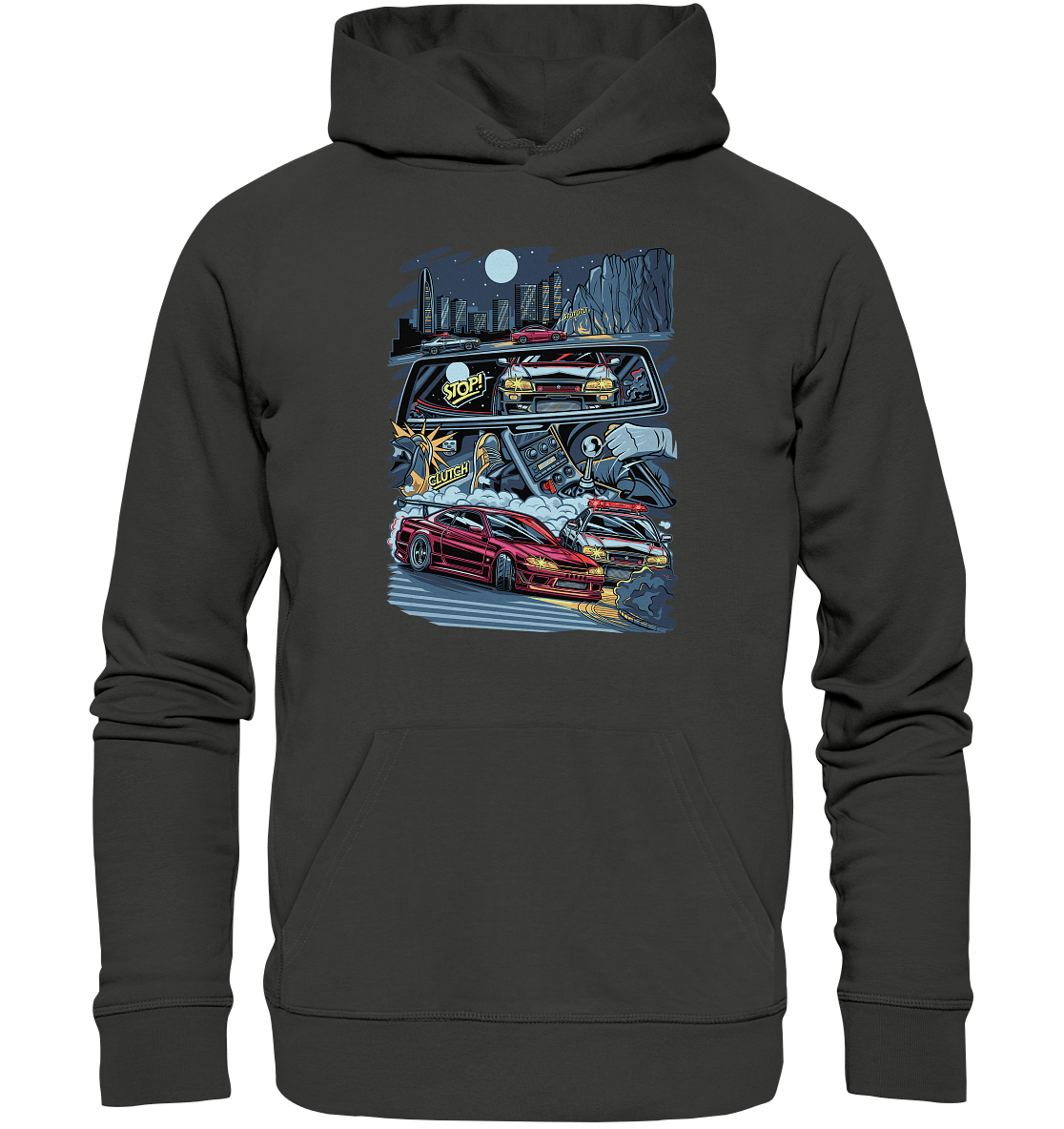 S15 vs R34 Touge Clash - Premium Unisex Hoodie - MotoMerch.de