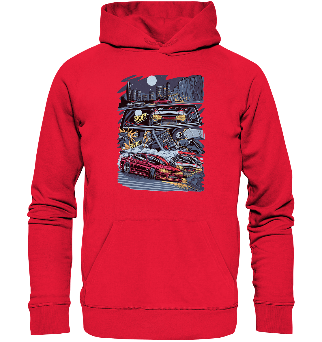 S15 vs R34 Touge Clash - Premium Unisex Hoodie - MotoMerch.de