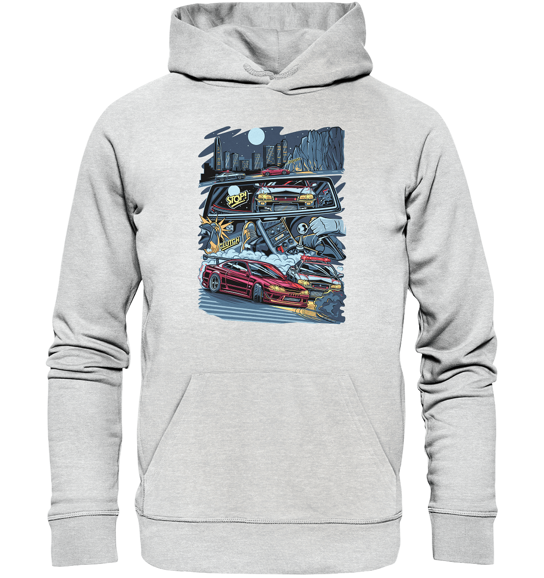 S15 vs R34 Touge Clash - Premium Unisex Hoodie - MotoMerch.de