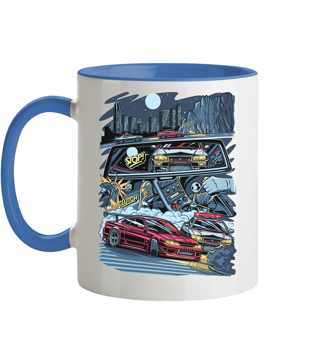 S15 vs R34 Touge Clash - Tasse zweifarbig - MotoMerch.de