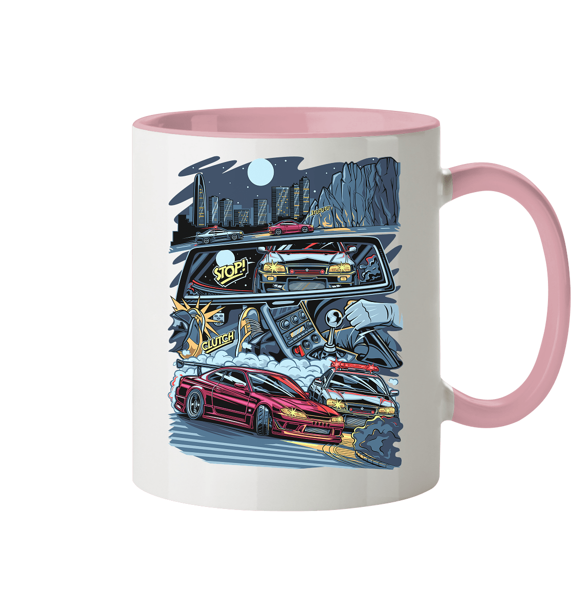 S15 vs R34 Touge Clash - Tasse zweifarbig - MotoMerch.de