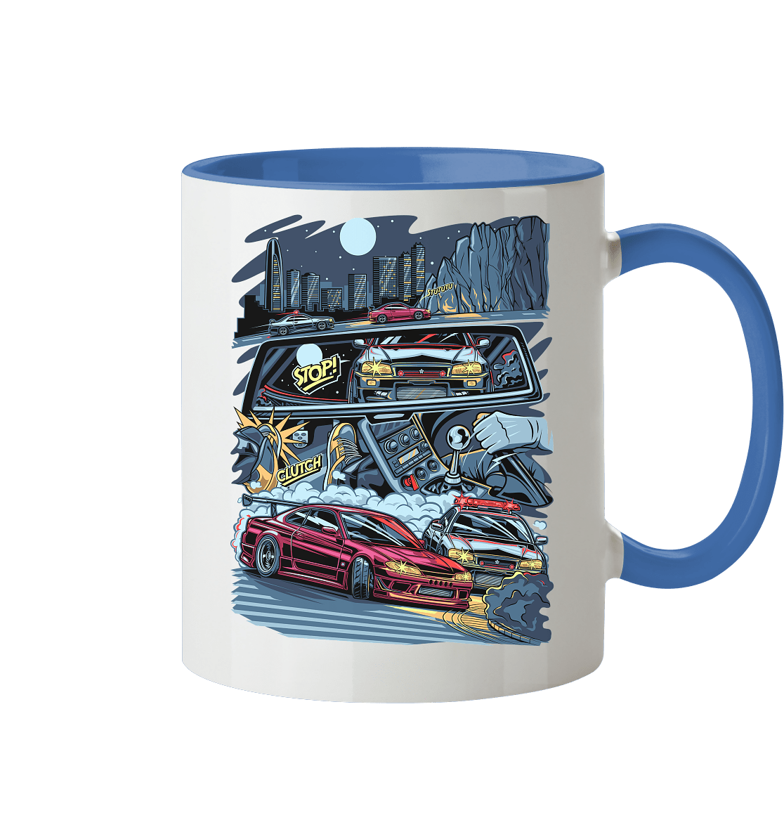 S15 vs R34 Touge Clash - Tasse zweifarbig - MotoMerch.de