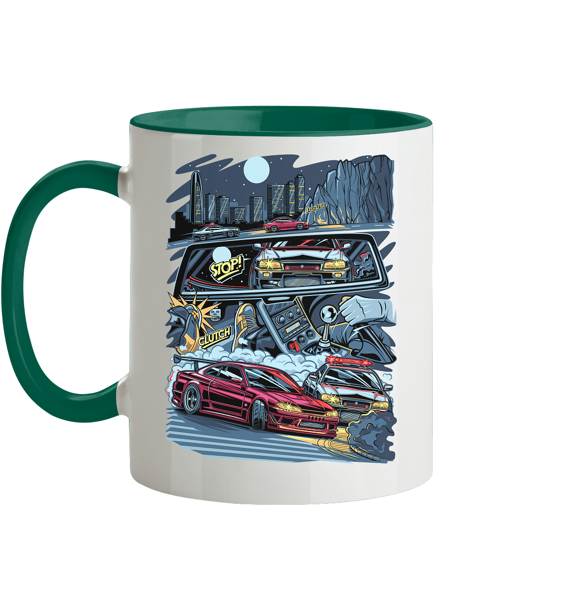 S15 vs R34 Touge Clash - Tasse zweifarbig - MotoMerch.de