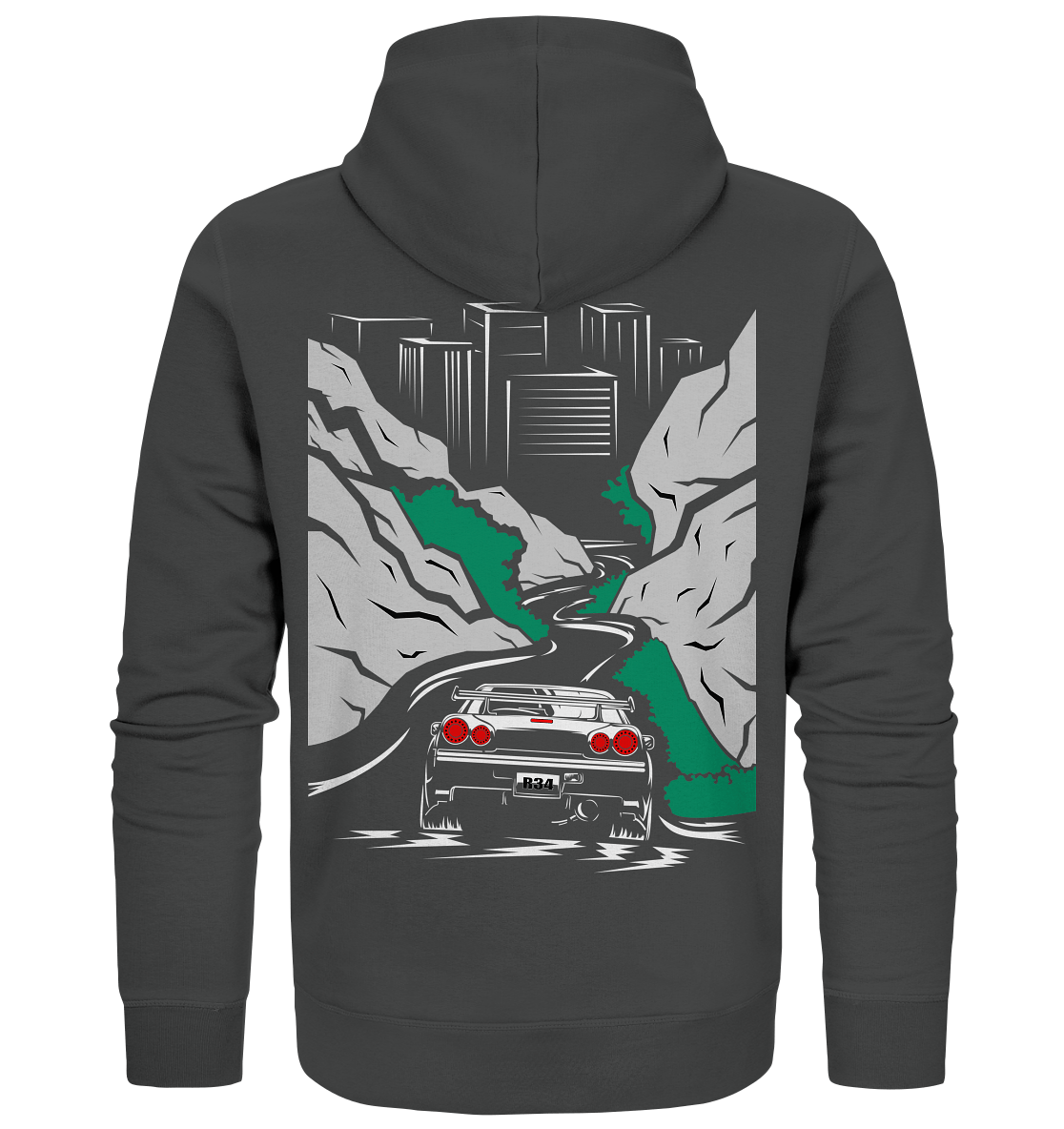 Skyline R34 Mountain Run - Organic Zipper - MotoMerch.de