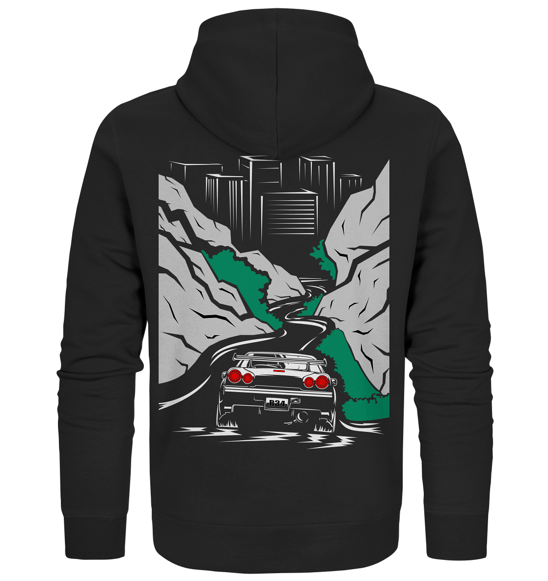 Skyline R34 Mountain Run - Organic Zipper - MotoMerch.de