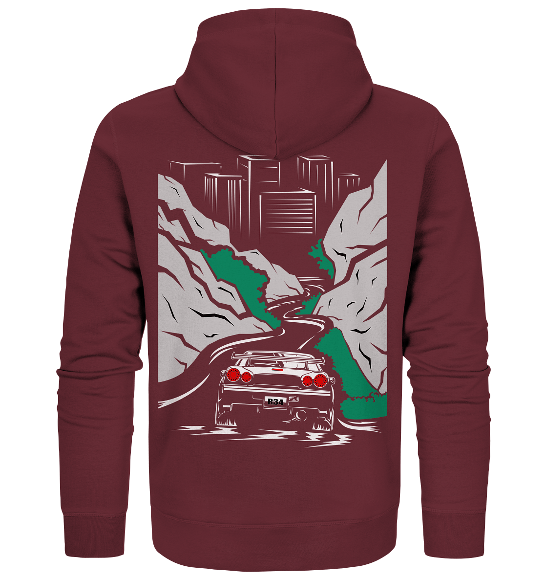 Skyline R34 Mountain Run - Organic Zipper - MotoMerch.de