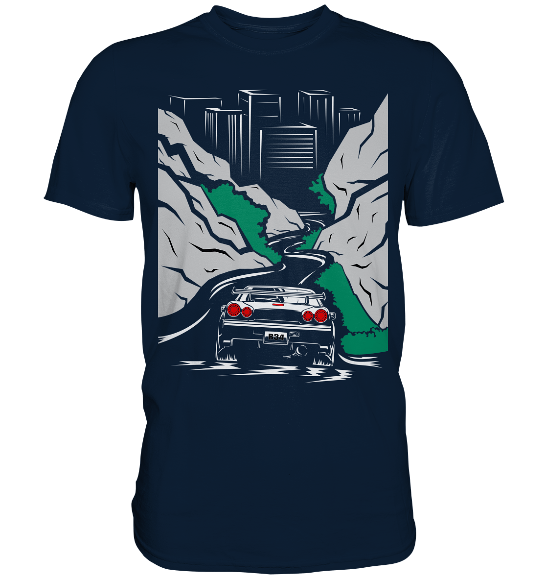Skyline R34 Mountain Run - Premium Shirt - MotoMerch.de