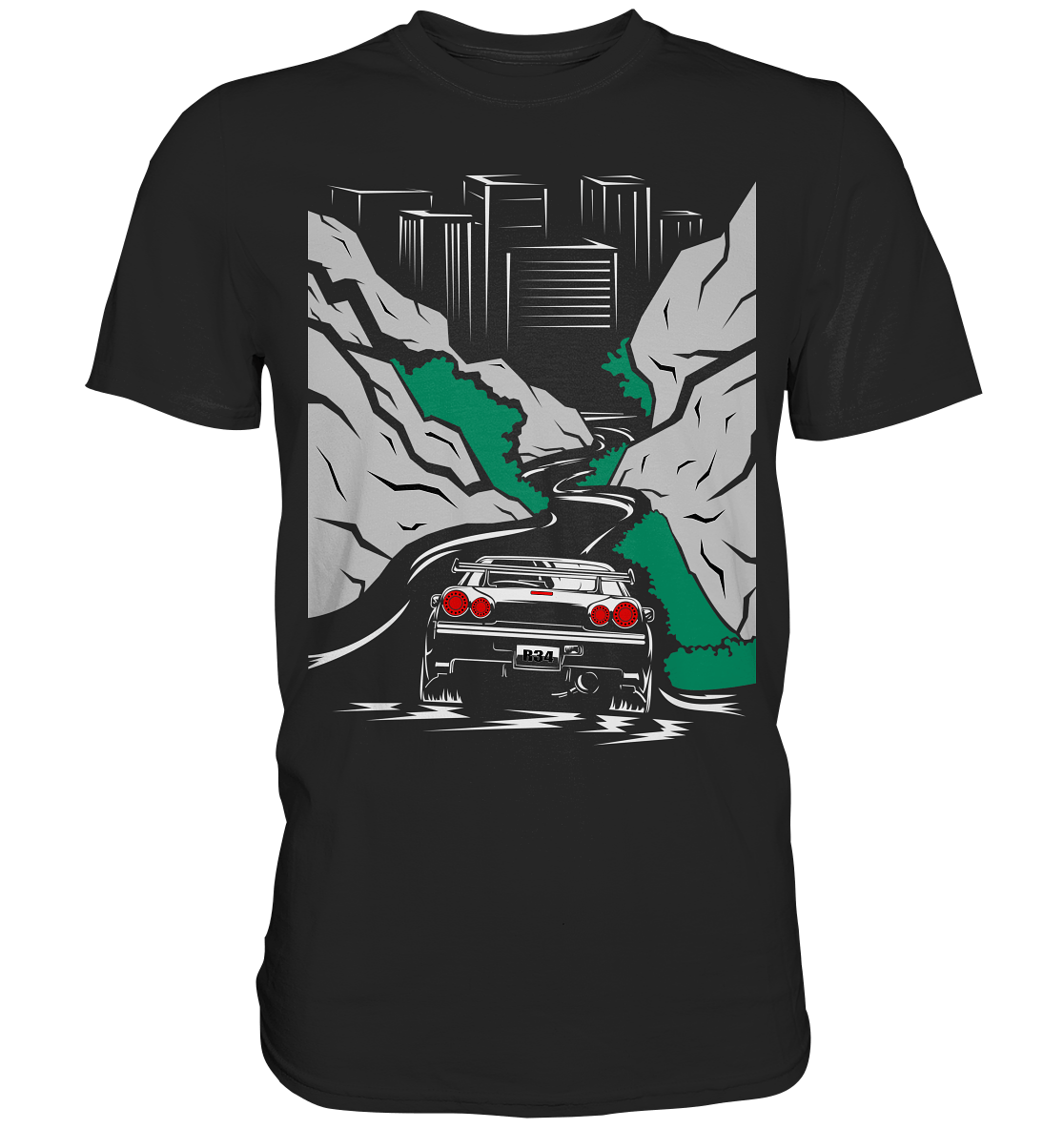 Skyline R34 Mountain Run - Premium Shirt - MotoMerch.de
