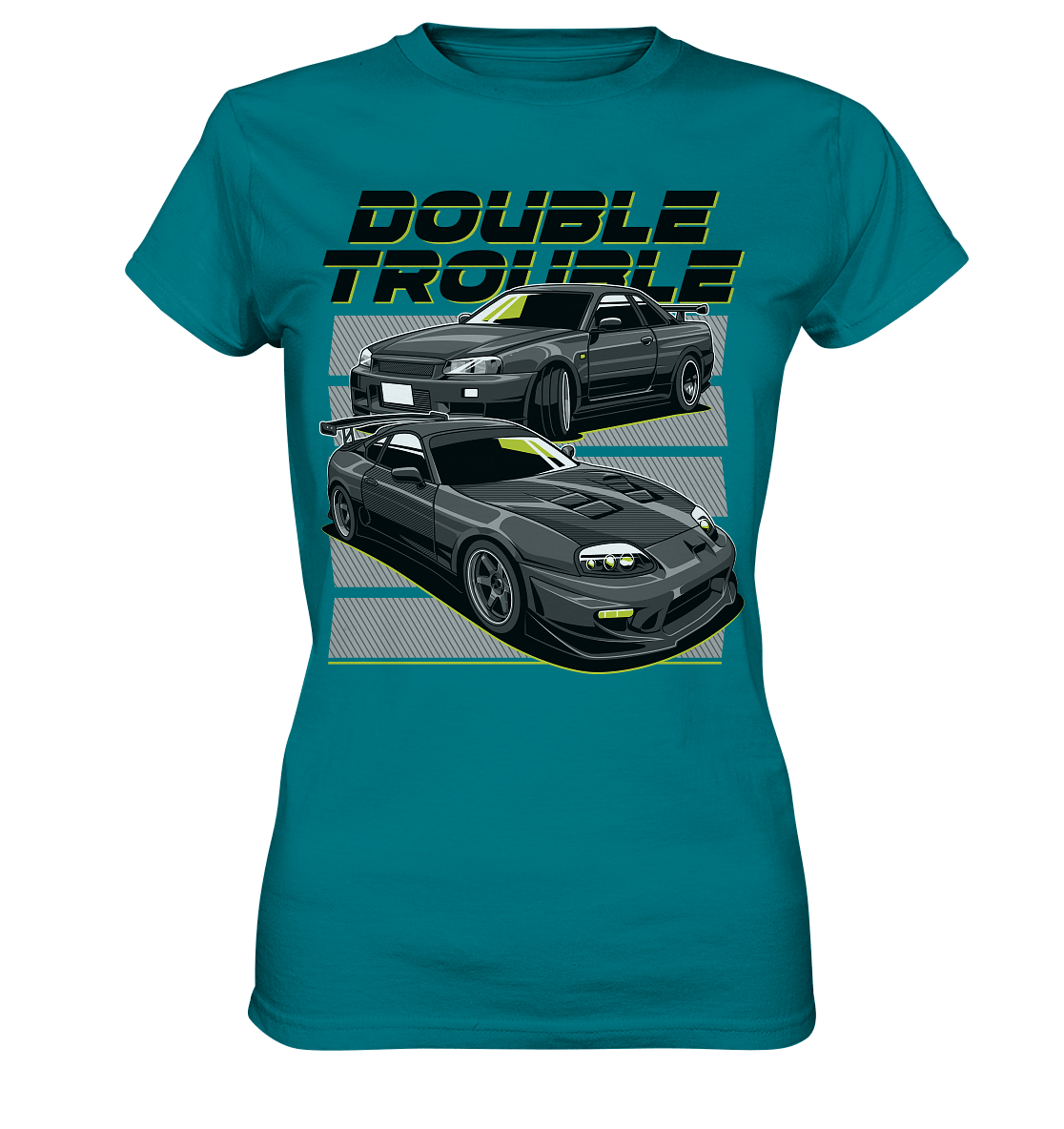Skyline R34 vs. Supra MK4 - Ladies Premium Shirt - MotoMerch.de