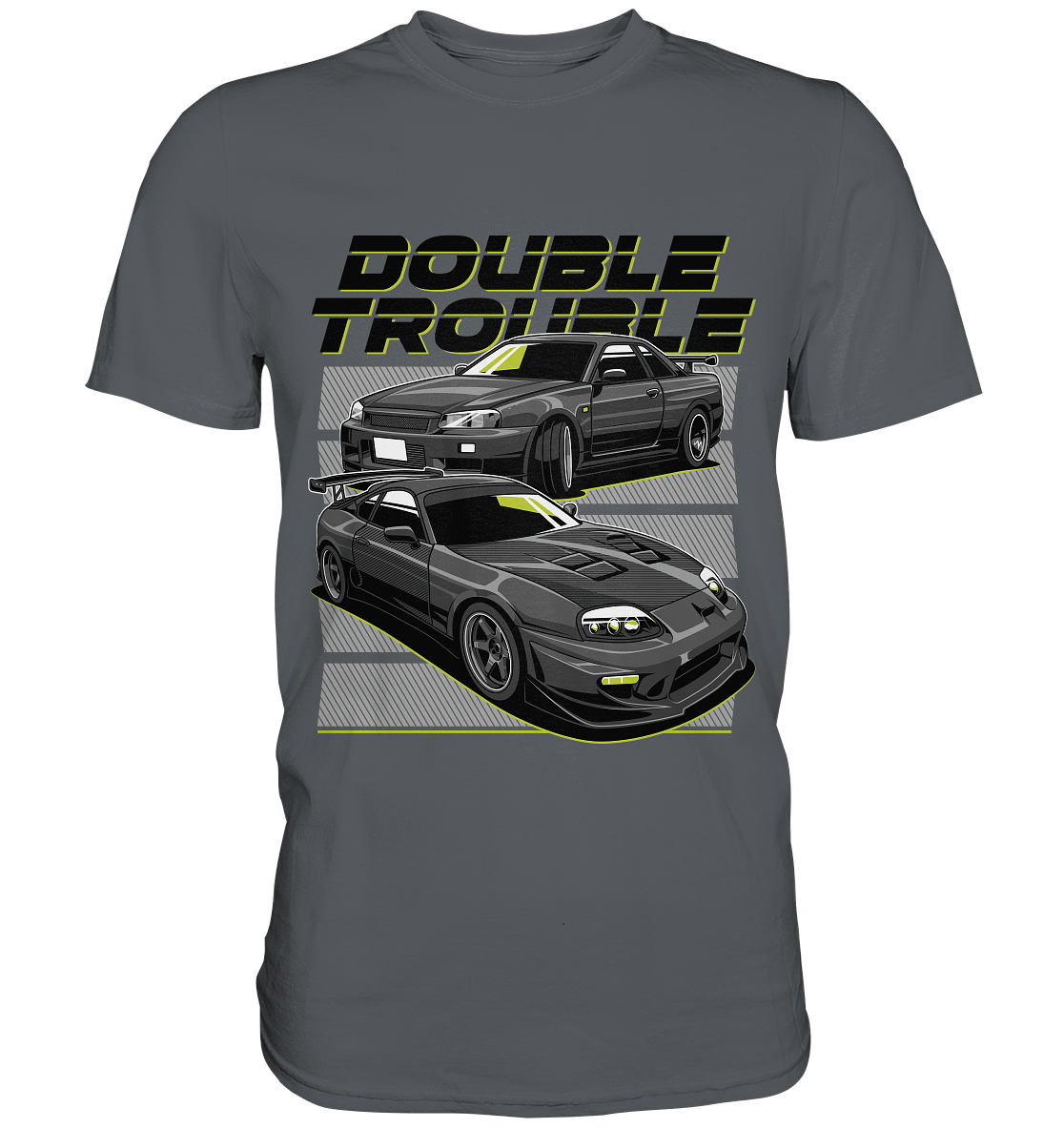 Skyline R34 vs. Supra MK4 - Premium Shirt - MotoMerch.de