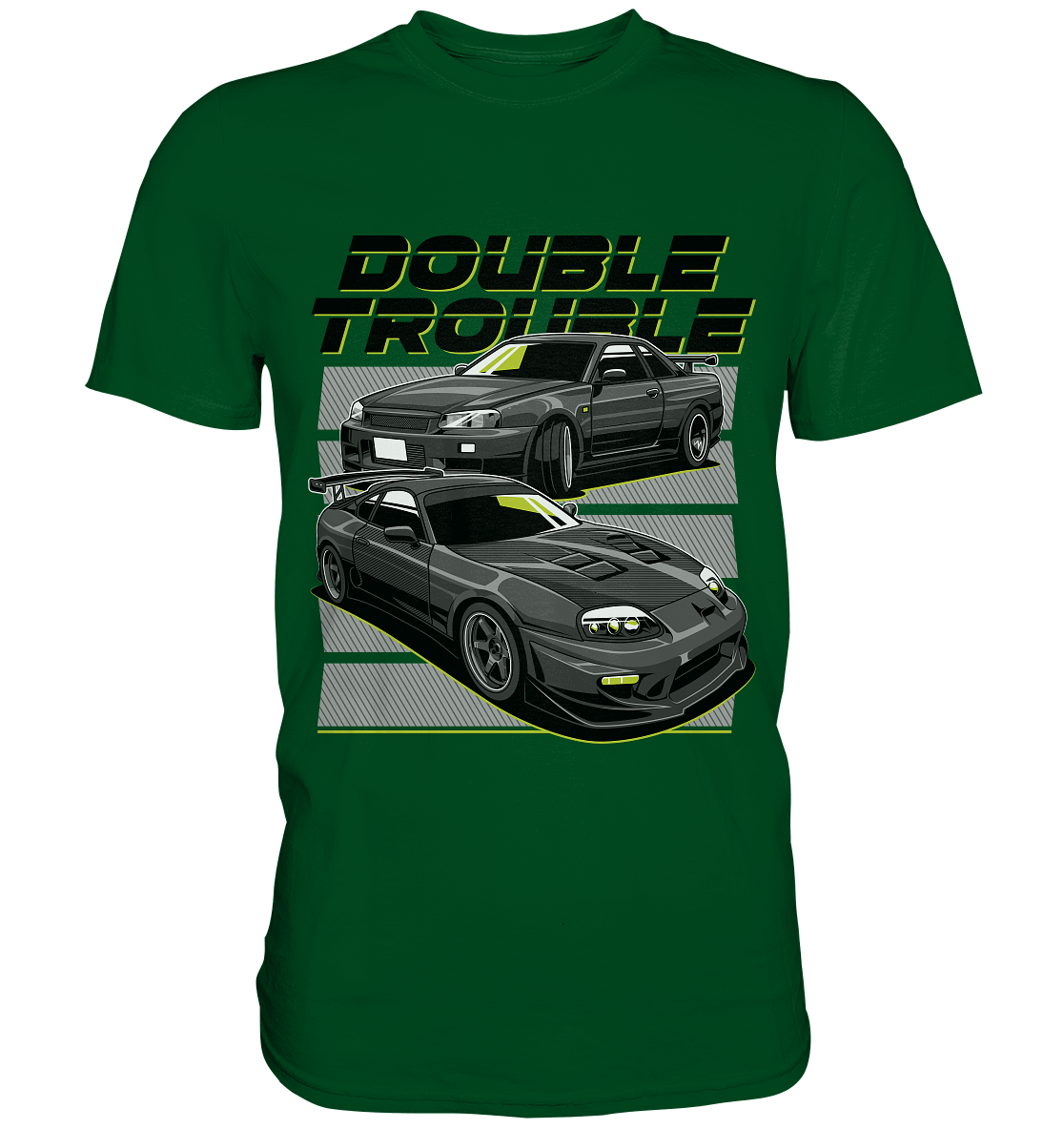 Skyline R34 vs. Supra MK4 - Premium Shirt - MotoMerch.de