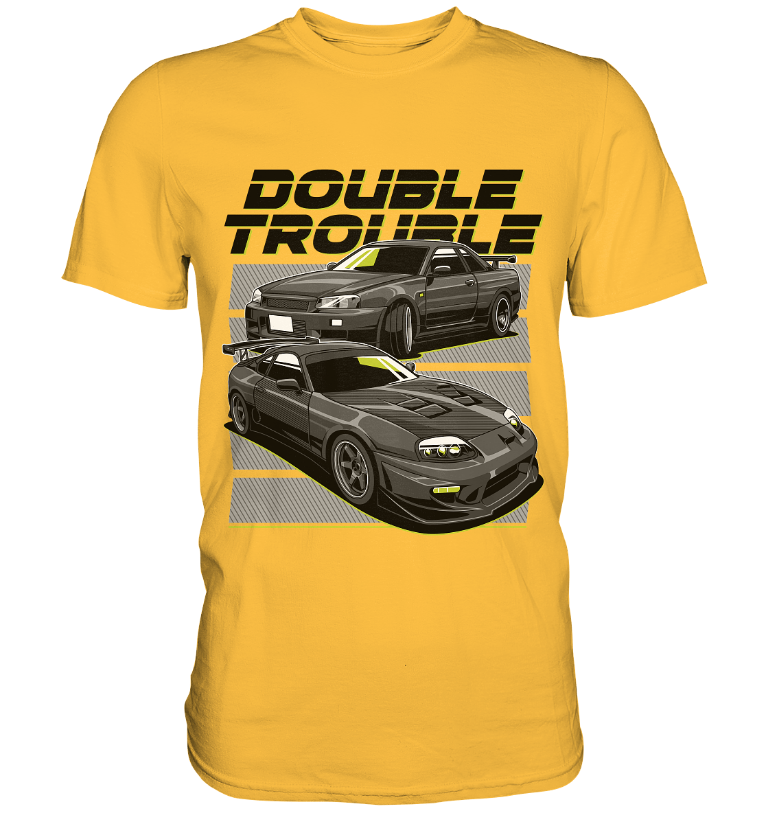 Skyline R34 vs. Supra MK4 - Premium Shirt - MotoMerch.de