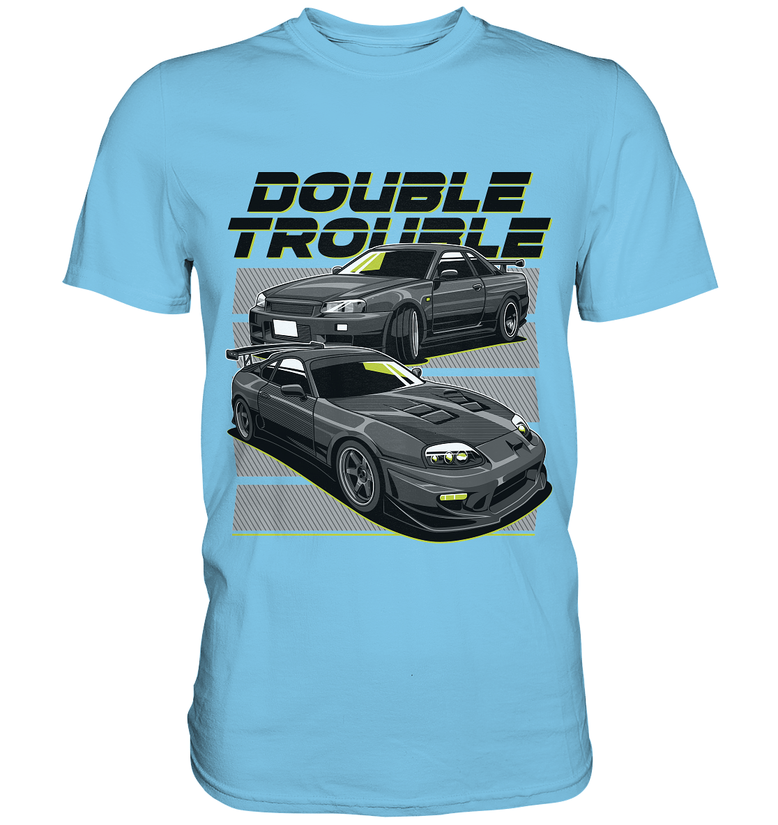 Skyline R34 vs. Supra MK4 - Premium Shirt - MotoMerch.de