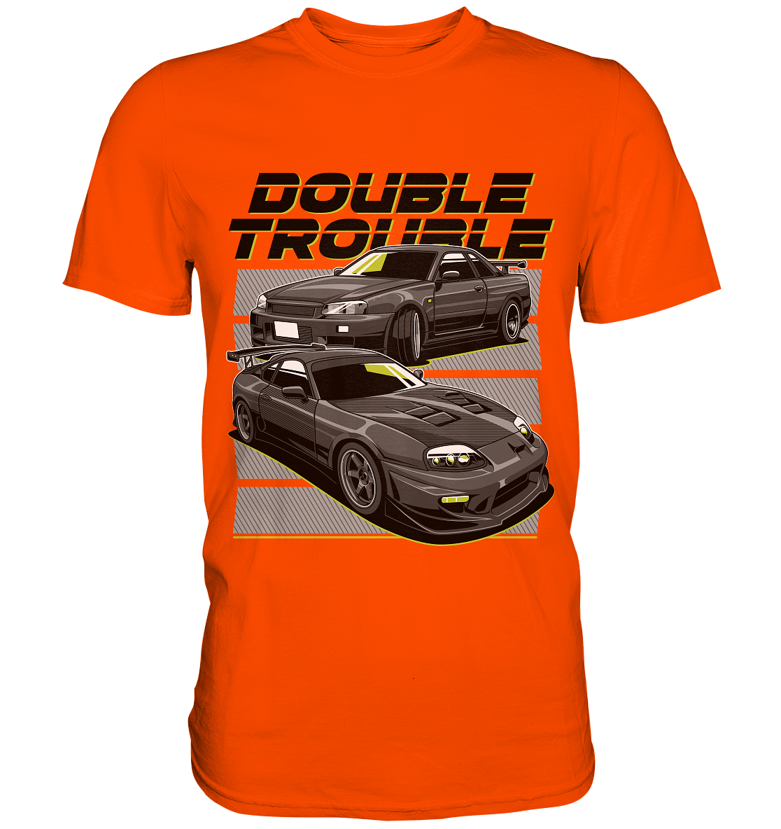 Skyline R34 vs. Supra MK4 - Premium Shirt - MotoMerch.de