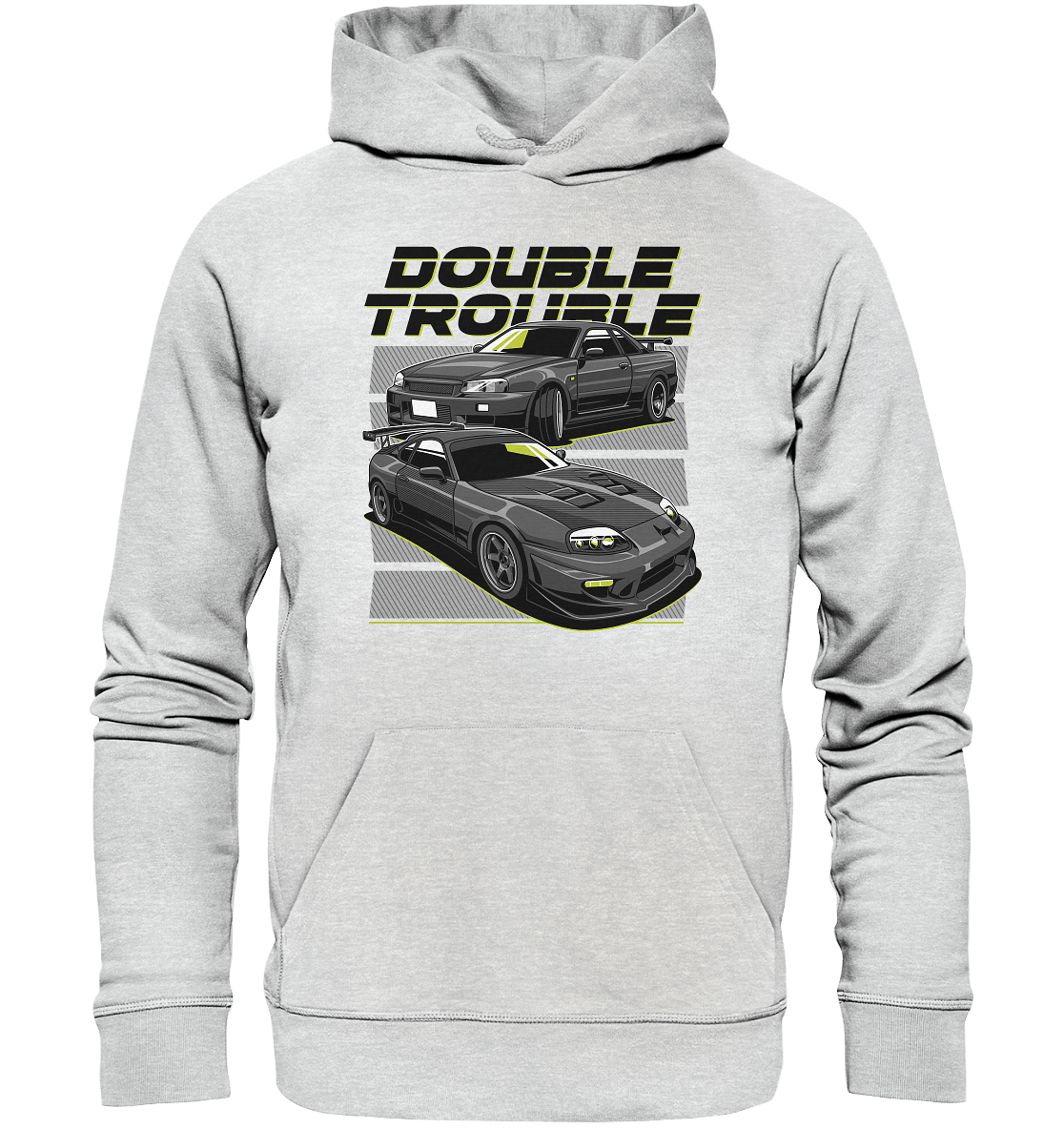 Skyline R34 vs. Supra MK4 - Premium Unisex Hoodie - MotoMerch.de