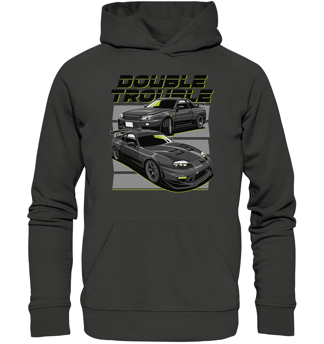 Skyline R34 vs. Supra MK4 - Premium Unisex Hoodie - MotoMerch.de