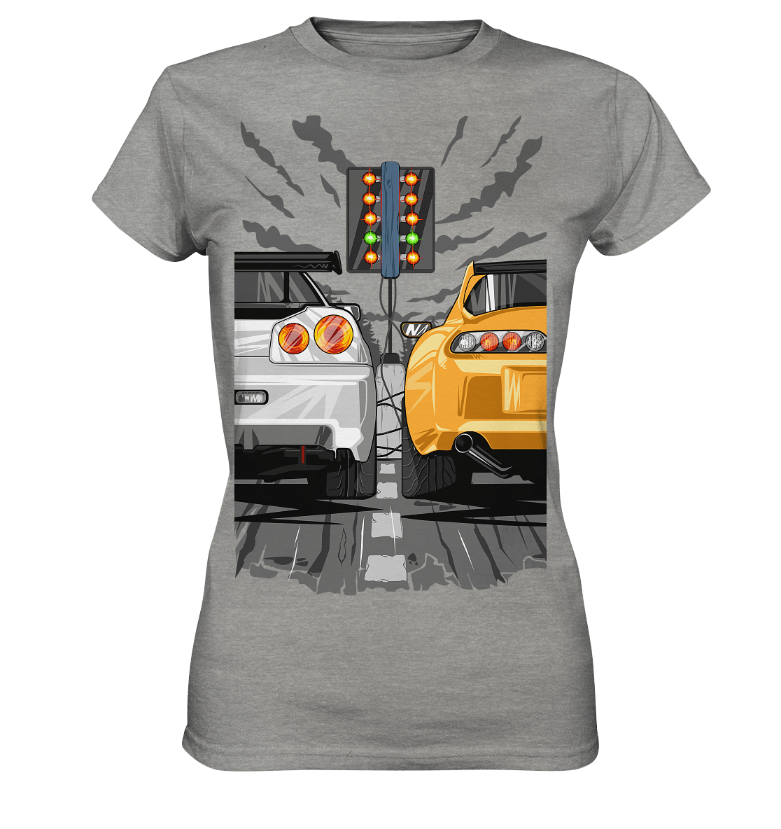 Skyline R34 vs Supra MKIV Drag - Ladies Premium Shirt - MotoMerch.de
