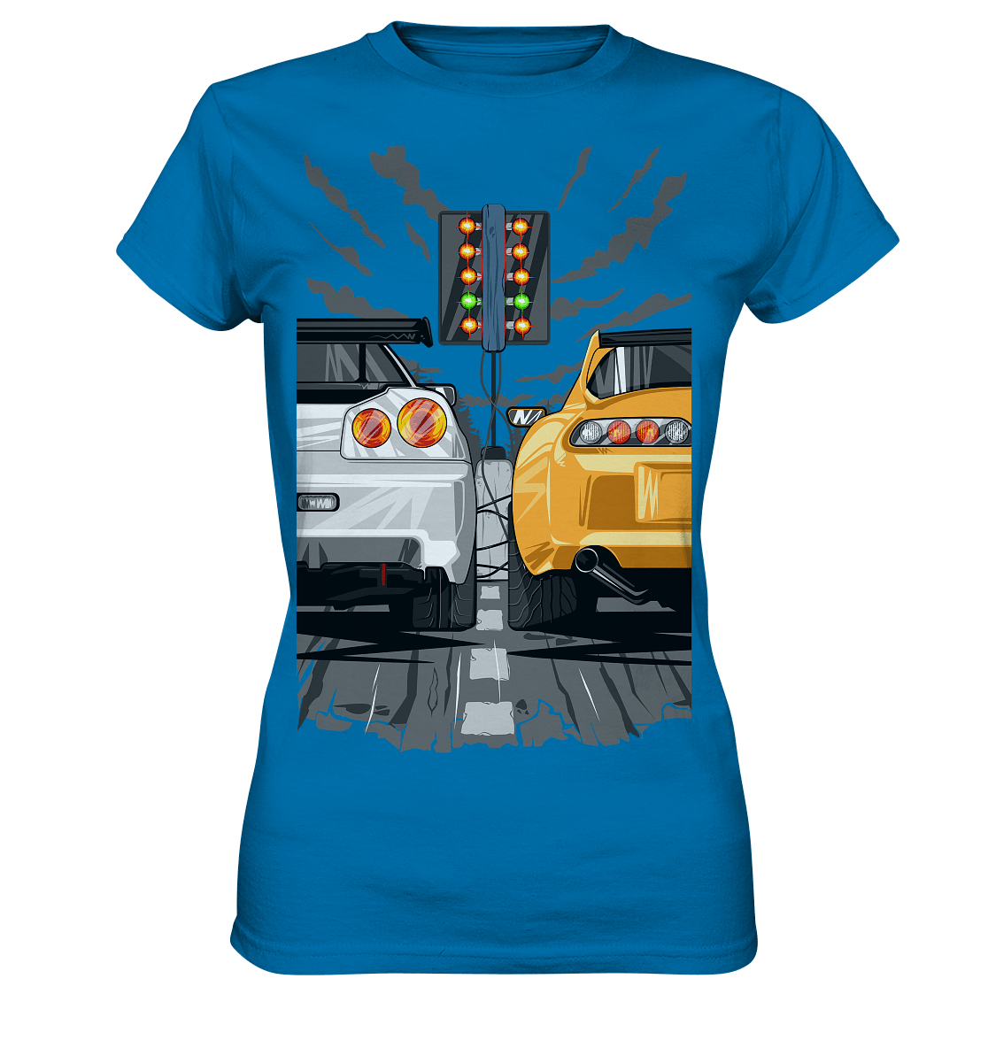 Skyline R34 vs Supra MKIV Drag - Ladies Premium Shirt - MotoMerch.de