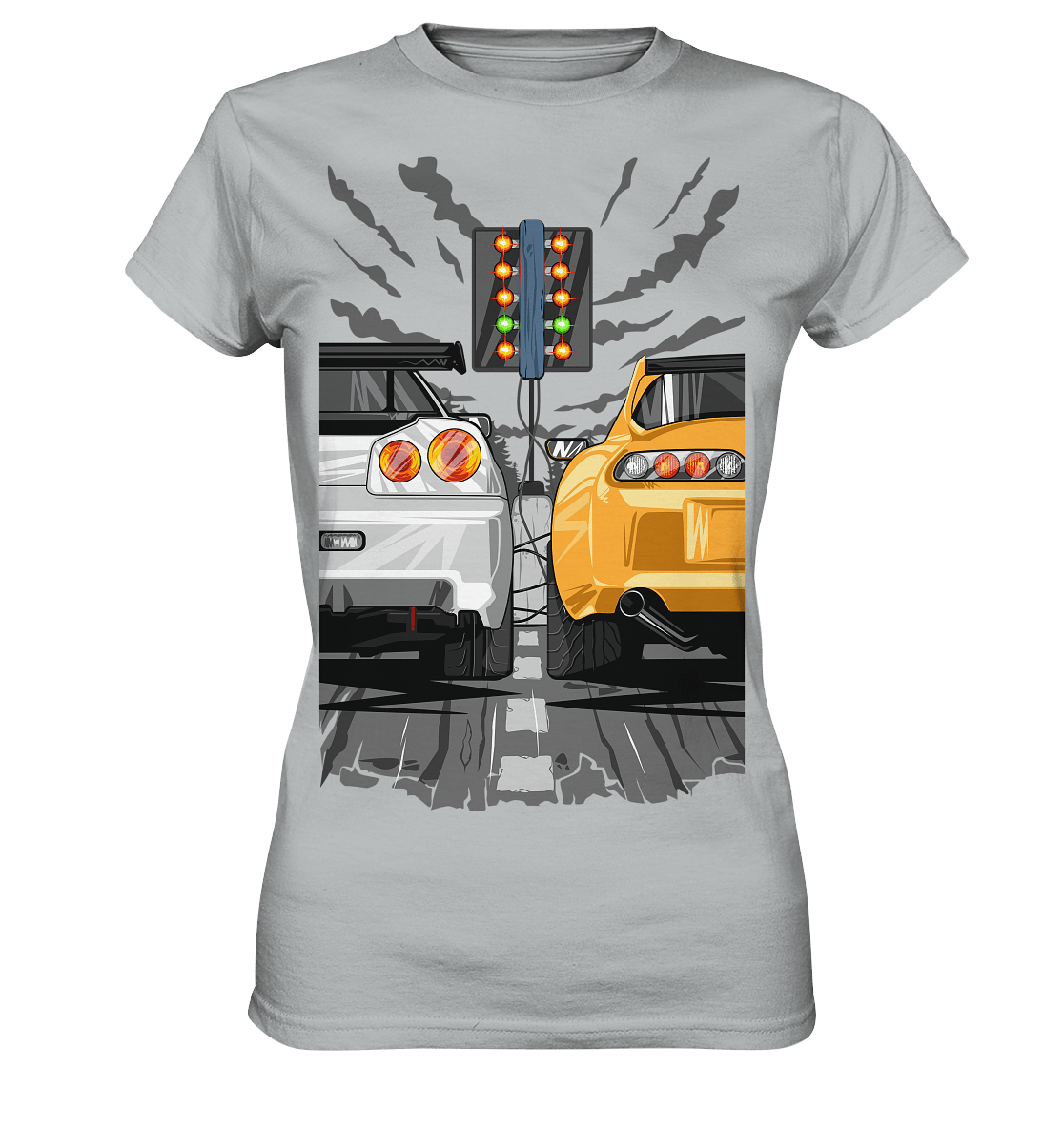 Skyline R34 vs Supra MKIV Drag - Ladies Premium Shirt - MotoMerch.de