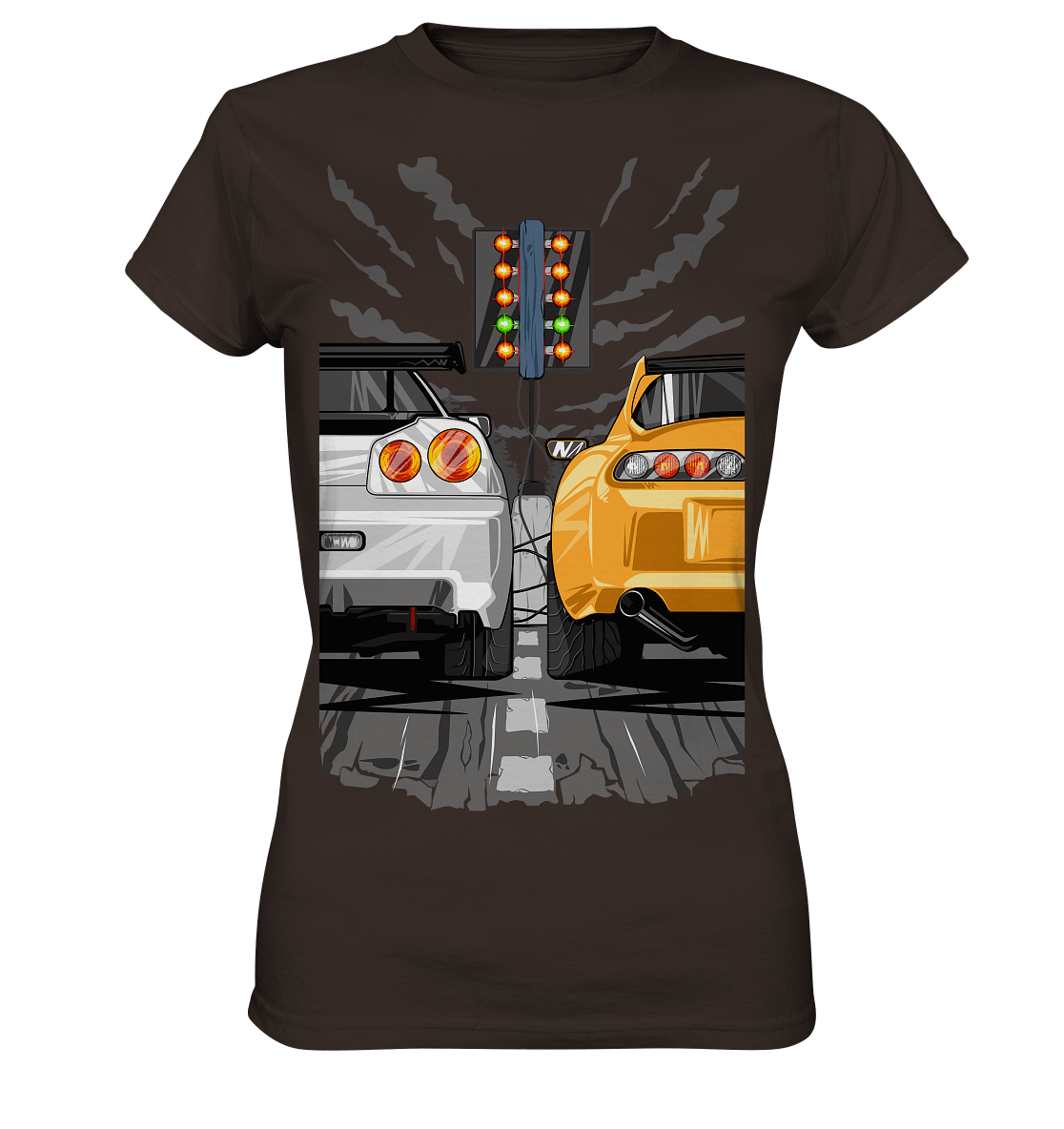 Skyline R34 vs Supra MKIV Drag - Ladies Premium Shirt - MotoMerch.de