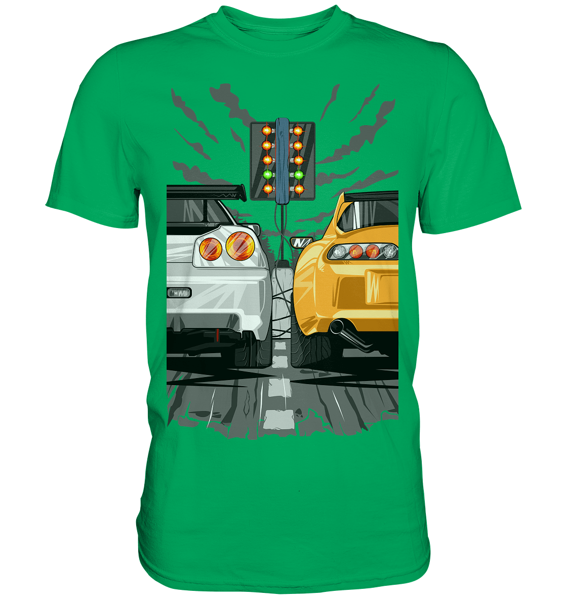 Skyline R34 vs Supra MKIV Drag - Premium Shirt - MotoMerch.de