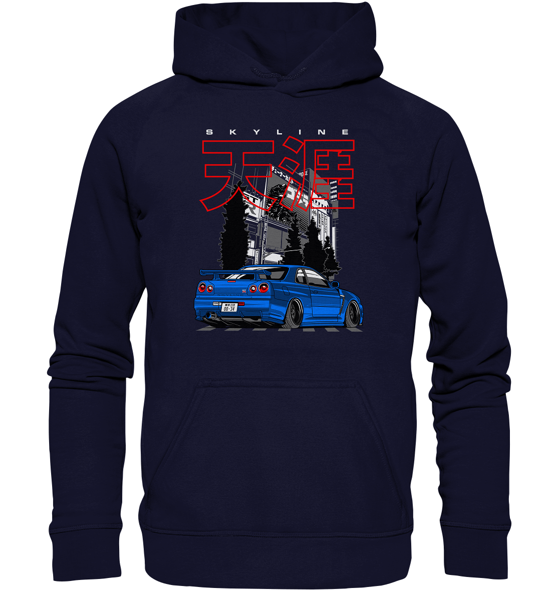 Stanced Skyline R34 GT-R - Basic Unisex Hoodie XL - MotoMerch.de