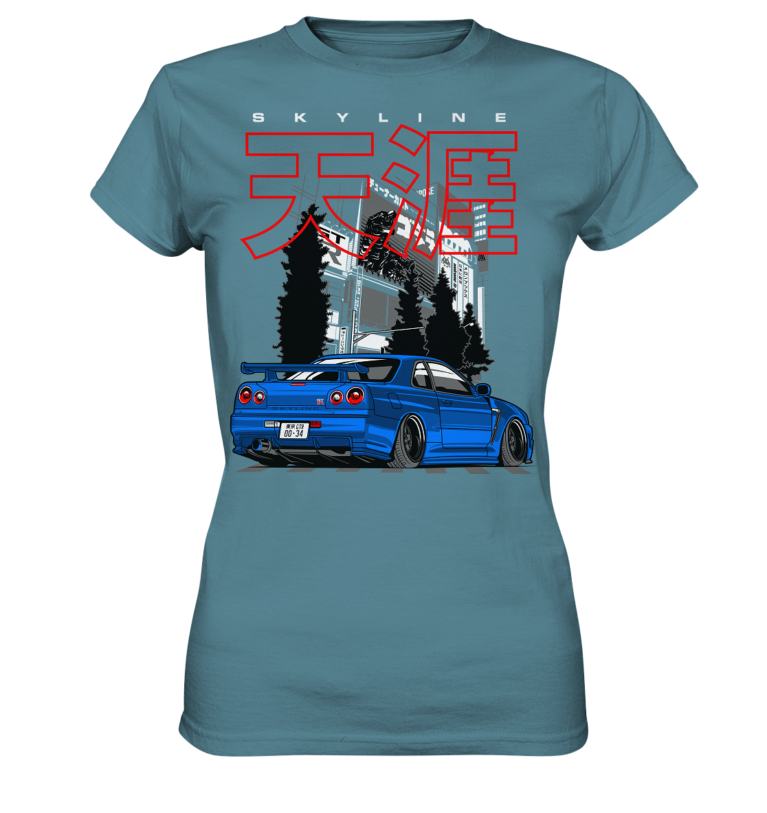 Stanced Skyline R34 GT-R - Ladies Premium Shirt - MotoMerch.de