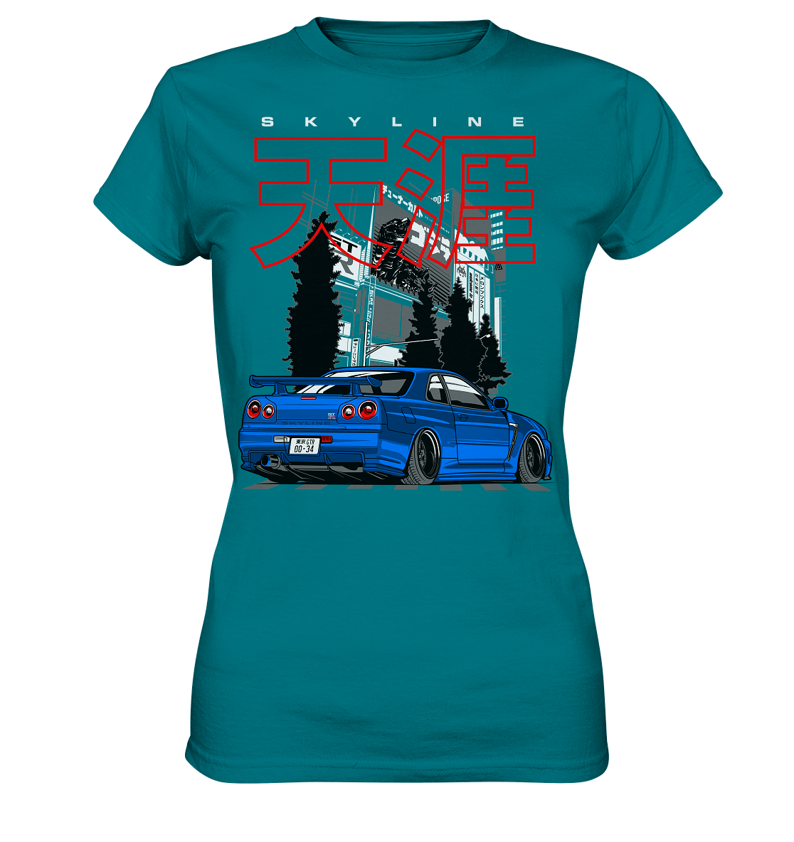 Stanced Skyline R34 GT-R - Ladies Premium Shirt - MotoMerch.de