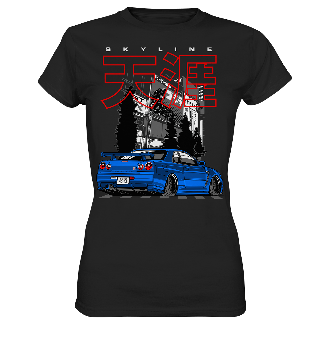 Stanced Skyline R34 GT-R - Ladies Premium Shirt - MotoMerch.de