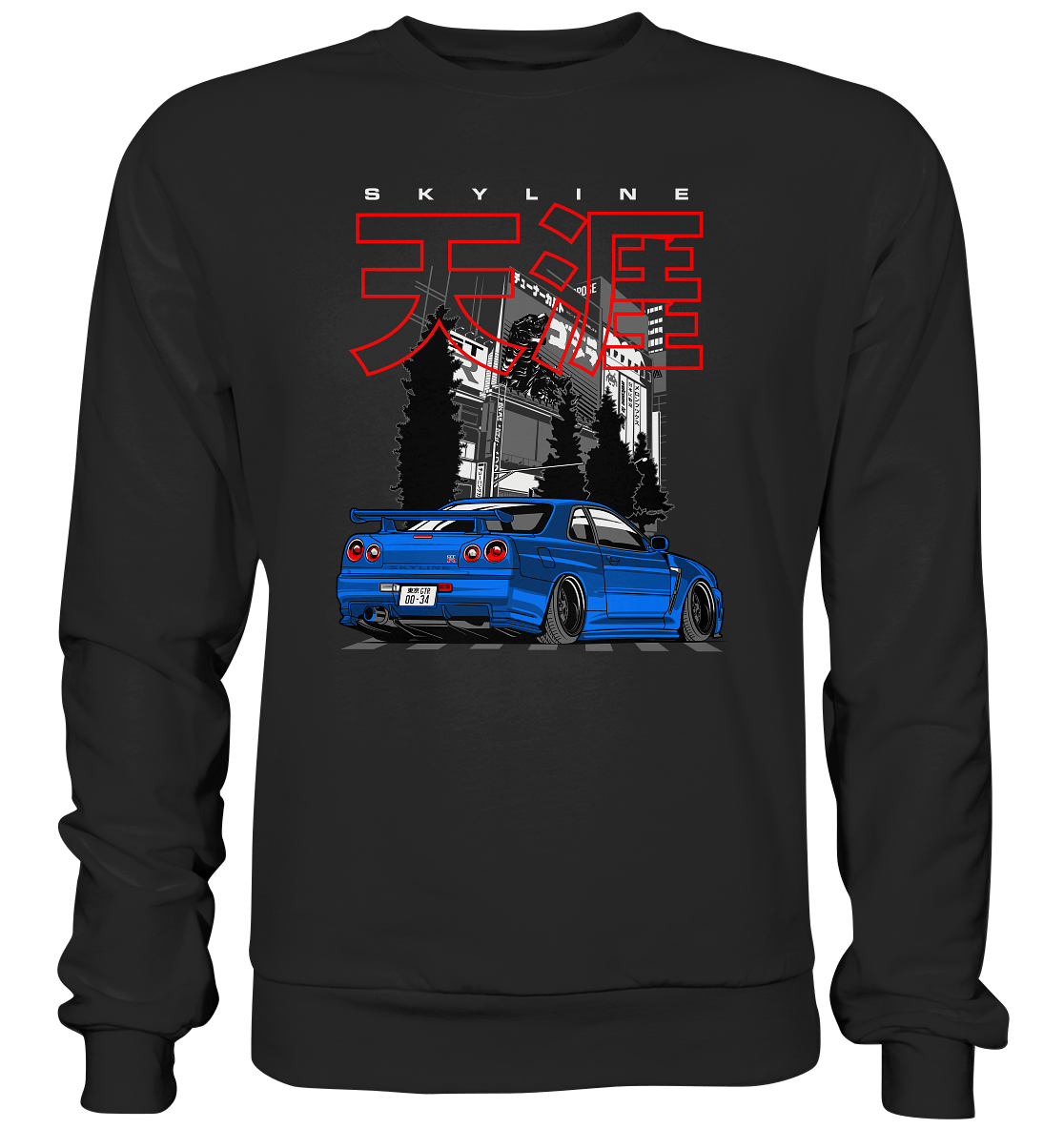 Stanced Skyline R34 GT-R - Premium Sweatshirt - MotoMerch.de