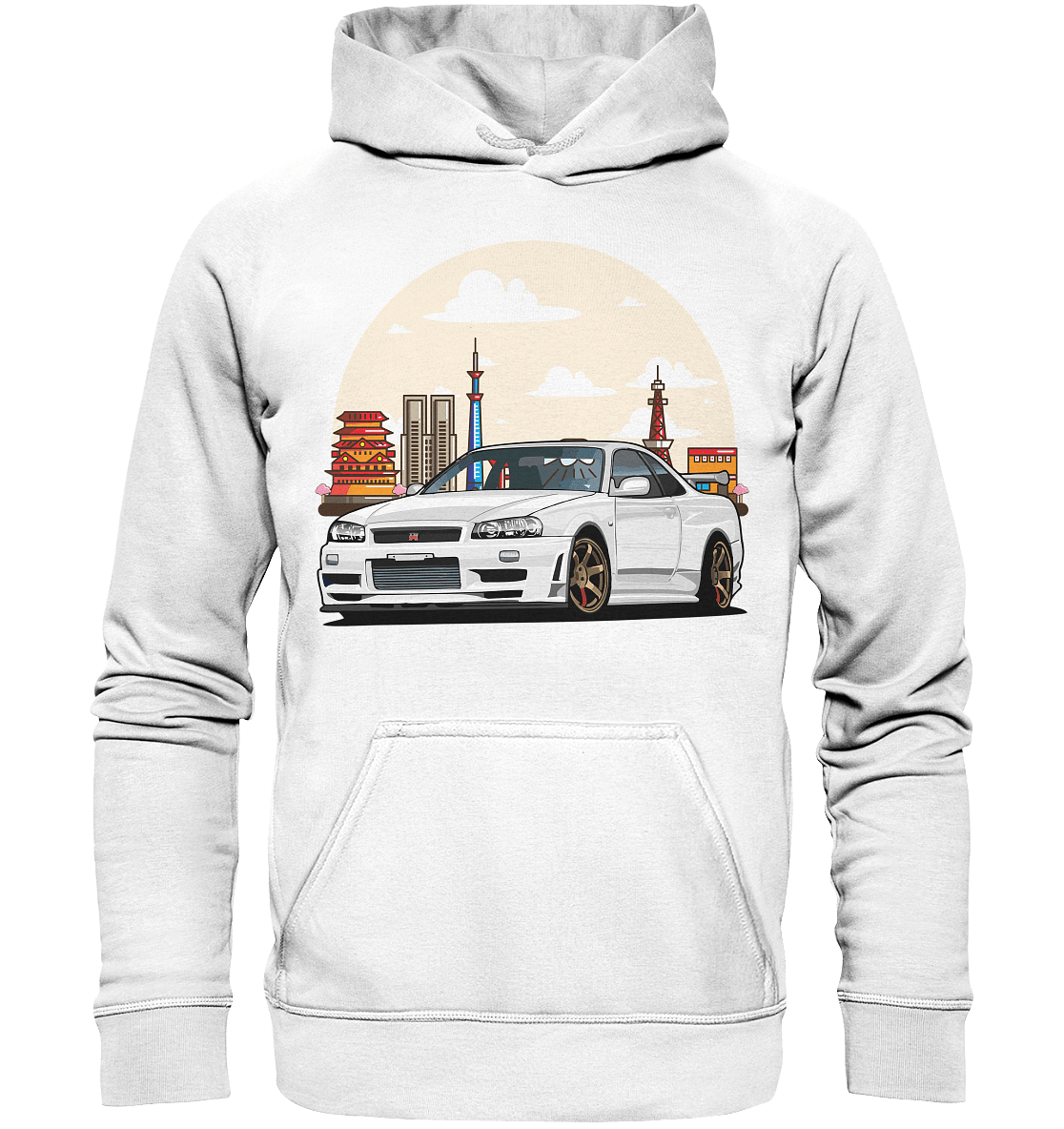 White R34 GTR - Basic Unisex Hoodie - MotoMerch.de