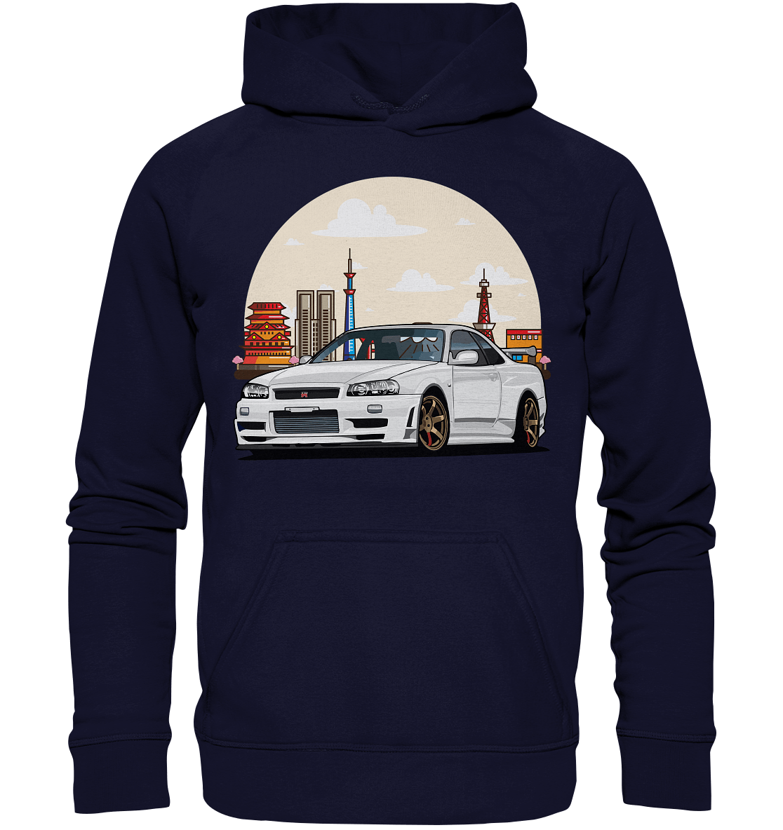 White R34 GTR - Basic Unisex Hoodie - MotoMerch.de