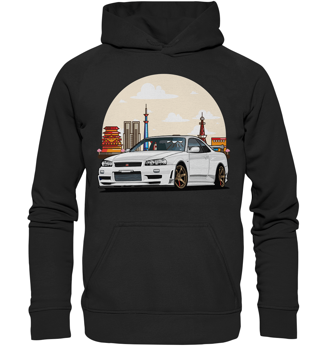 White R34 GTR - Basic Unisex Hoodie - MotoMerch.de
